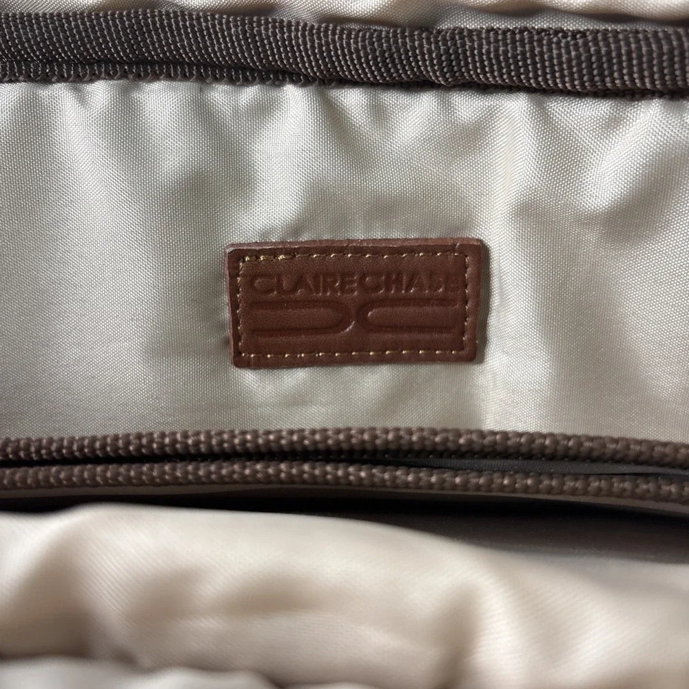 Claire Chase Executive Computer Laptop Briefcase Leather Cognac Luxury Carry On